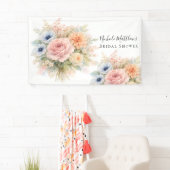 Soft Watercolor Floral Bridal Shower Spandoek (Insitu)
