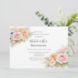 Soft Watercolor Floral Bridesmaids Luncheon Kaart