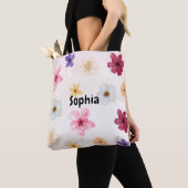Soft Watercolor Floral Personalized Name Tote Bag (Dichtbij)