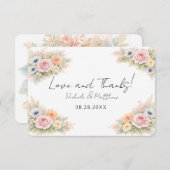 Soft Watercolor Floral Wedding Bedankkaart (Voorkant / Achterkant)