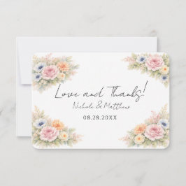 Soft Watercolor Floral Wedding Bedankkaart