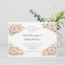 Soft Watercolor Floral Wedding Celebration Kaart
