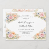 Soft Watercolor Floral Wedding Celebration Kaart (Voorkant / Achterkant)