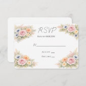 Soft Watercolor Floral Wedding RSVP Kaartje (Voorkant / Achterkant)