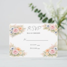 Soft Watercolor Floral Wedding RSVP Kaartje