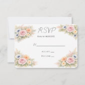 Soft Watercolor Floral Wedding RSVP Kaartje (Voorkant)