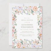 Soft Watercolor Florals Blush Pastel Bridal Shower Kaart (Voorkant)