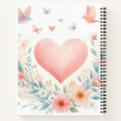 Soft Watercolor Heart Love Flowers Birds Notitieboek (Achterkant)