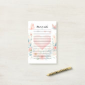 Soft Watercolor Heart Love Flowers Birds Post-it® Notes (Op bureau)