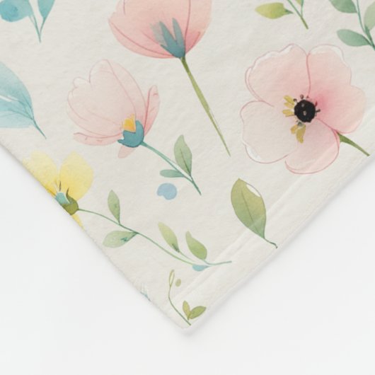 soft watercolor meadow blossoms fleece deken (Hoek)