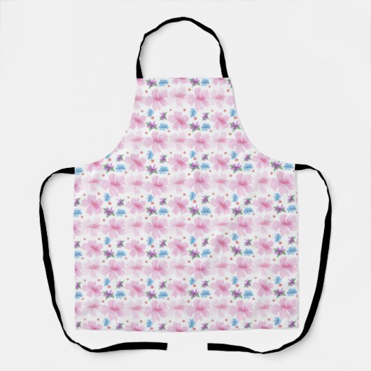 Soft Watercolor Pink Floral Pattern  Schort (Voorkant)