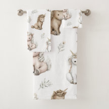 Soft Watercolor Unicorns and Flowers Pattern 