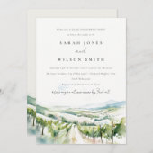 Soft Watercolor Vineyard Landscape Engagement Kaart (Voorkant / Achterkant)