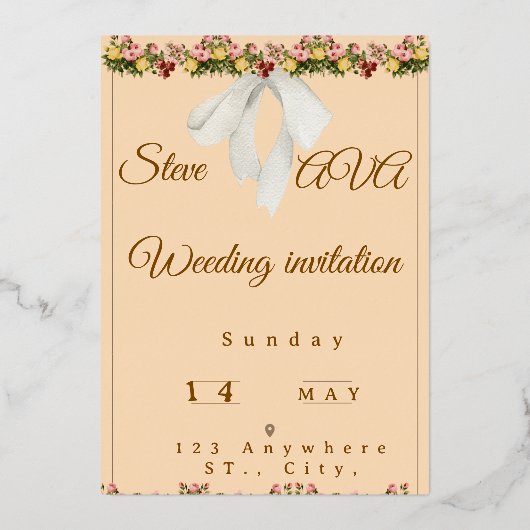 Soft Watercolor Wedding Invitation Folie Uitnodiging (Voorkant)