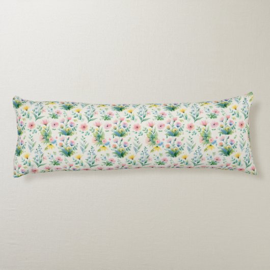 soft watercolor windflowers lichaamskussen (Achterkant)
