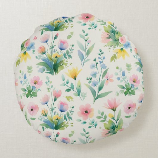 soft watercolor windflowers rond kussen (Achterkant)