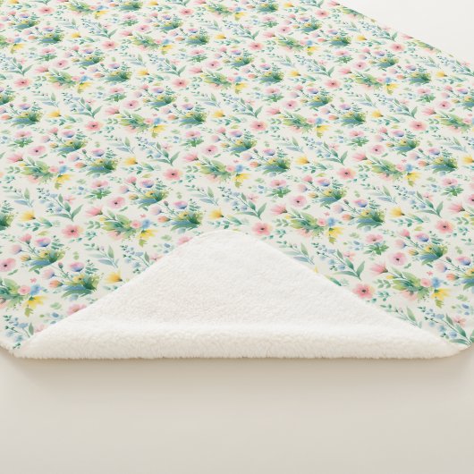 soft watercolor windflowers sherpa deken (3/4)