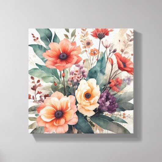 Soft Waterverf Bloemen Boeket Art Print (Voorkant)