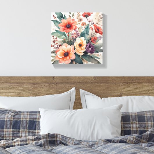 Soft Waterverf Bloemen Boeket Art Print (Insitu (Slaapkamer))