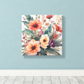 Soft Waterverf Bloemen Boeket Art Print (Insitu (Houten vloer))