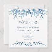 Soft Waterverf Blue Branches Wedding Kaart (Voorkant)