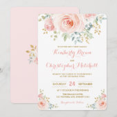 Soft Waterverf Blush Pink Floral Wedding Party Kaart (Voorkant / Achterkant)