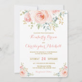 Soft Waterverf Blush Pink Floral Wedding Party Kaart (Voorkant)