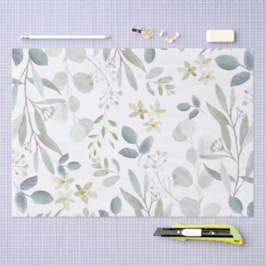 Soft Waterverf Botanical Greenery Eucalyptus Tissuepapier (Craft)