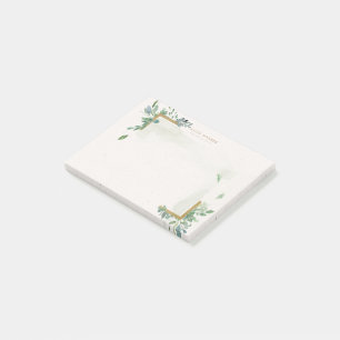 soft waterverf gold greenery monogram post het nie post-it® notes