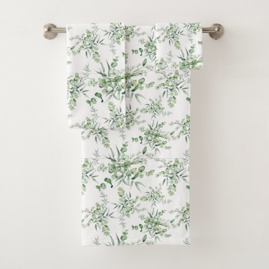 Soft Waterverf Green Leaves Bath Towel Set Bad Handdoek (Insitu)