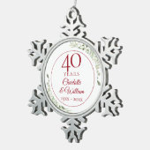 Soft Waterverf Greenery 40th Jubileum Tin Sneeuwvlok Ornament (Rechts)