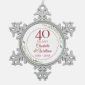 Soft Waterverf Greenery 40th Jubileum Tin Sneeuwvlok Ornament (Voorkant)