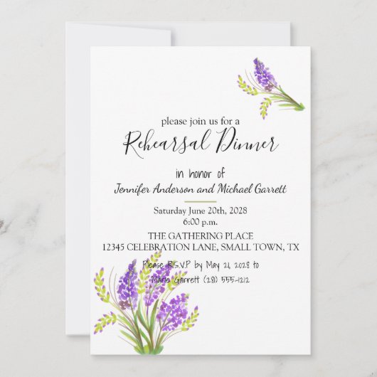 Soft Waterverf Lavender and Green Florals Kaart (Voorkant)