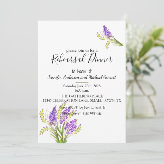Soft Waterverf Lavender and Green Florals Kaart (Staand voorkant)