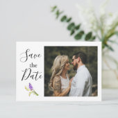 Soft Waterverf Lavender and Green Florals Save The Date (Staand voorkant)