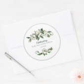 Soft Waterverf Magnolia Greenery Wedding Ronde Sticker (Envelop)
