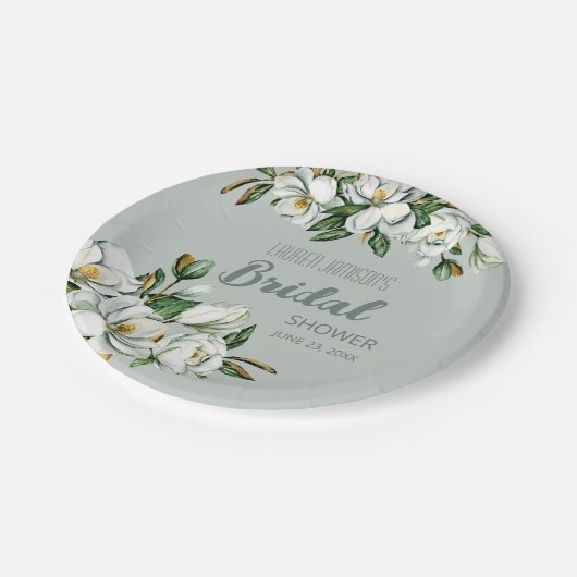 Soft Waterverf Magnolia Greenery Wedding Shower Papieren Bordje (Gekanteld)