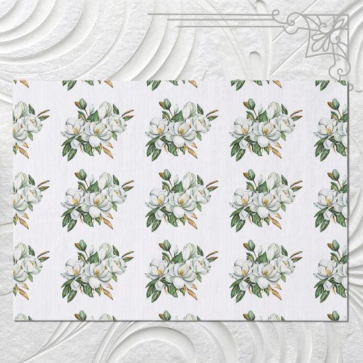 Soft Waterverf Magnolia Pattern Blue Tissuepapier