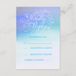 Soft Waterverf Moderne Blue Wedding RSVP-kaart RSVP Kaartje