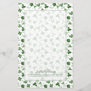Soft Waterverf Shamrock Pattern Briefpapier