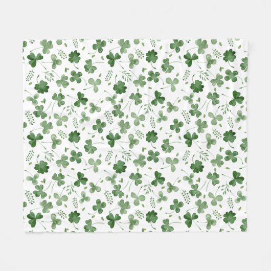 Soft Waterverf Shamrock Pattern Fleece Deken (Voorkant (Horizontaal))