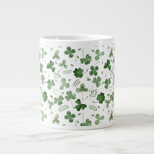 Soft Waterverf Shamrock Pattern Grote Koffiekop (Voorkant)
