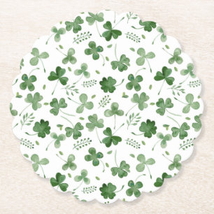 Soft Waterverf Shamrock Pattern Kartonnen Onderzetters