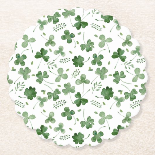 Soft Waterverf Shamrock Pattern Kartonnen Onderzetters (Voorkant)