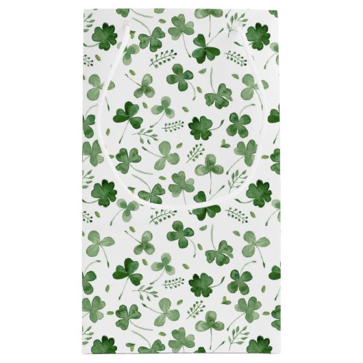 Soft Waterverf Shamrock Pattern Klein Cadeauzakje (Achterkant)