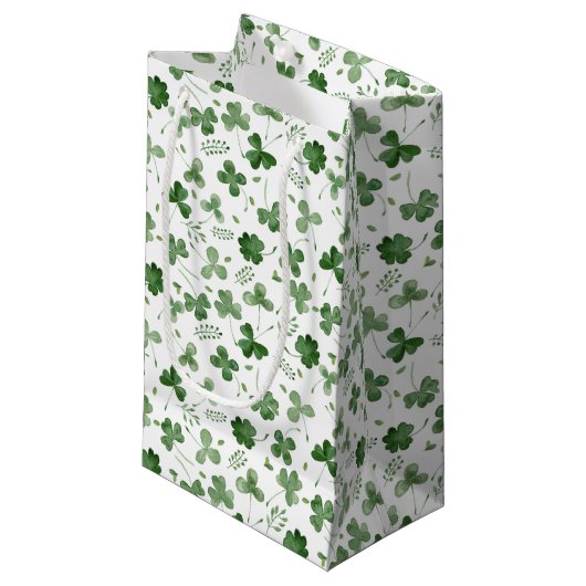 Soft Waterverf Shamrock Pattern Klein Cadeauzakje (Voorkant Gekanteld)