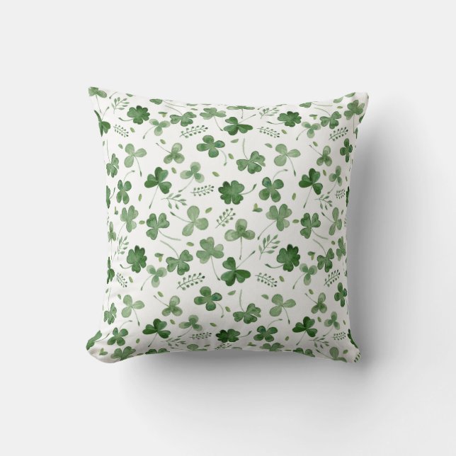 Soft Waterverf Shamrock Pattern Kussen (Voorkant)