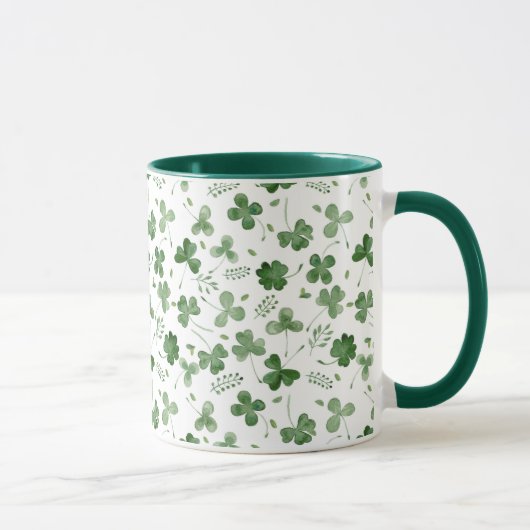 Soft Waterverf Shamrock Pattern Mok (Rechts)