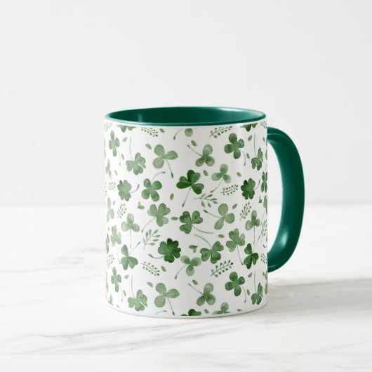 Soft Waterverf Shamrock Pattern Mok (Voorkant rechts)