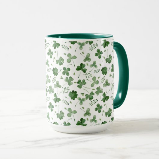 Soft Waterverf Shamrock Pattern Mok (Voorkant rechts)